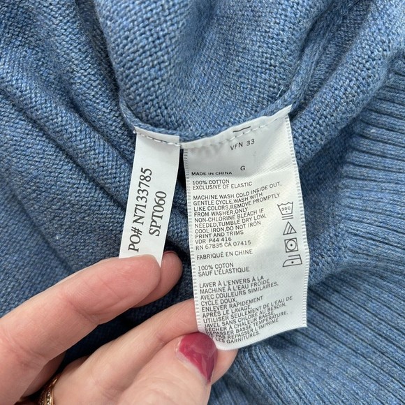 Nautica Sweater Mens Large Blue Pullover Quarter Zip Logo Mock Neck - Picture 4 of 7